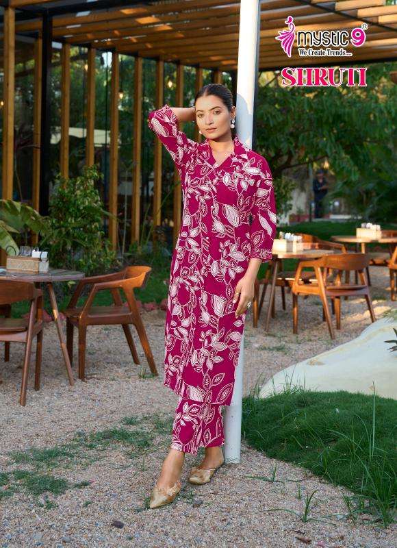 Mystic9 shruti vol 1 print coord set high quality kurti manufacturer in surat