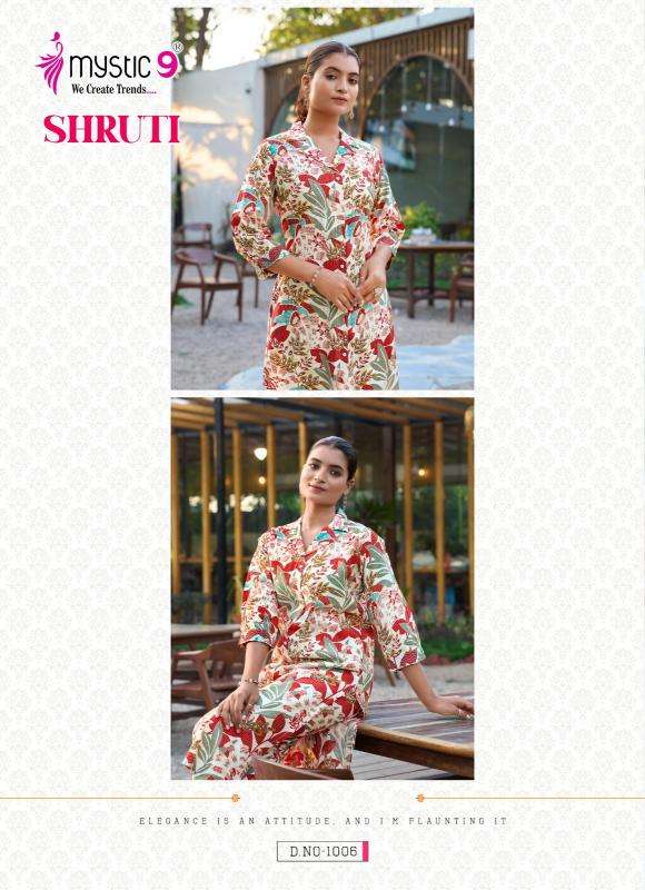 Mystic9 shruti vol 1 print coord set high quality kurti manufacturer in surat