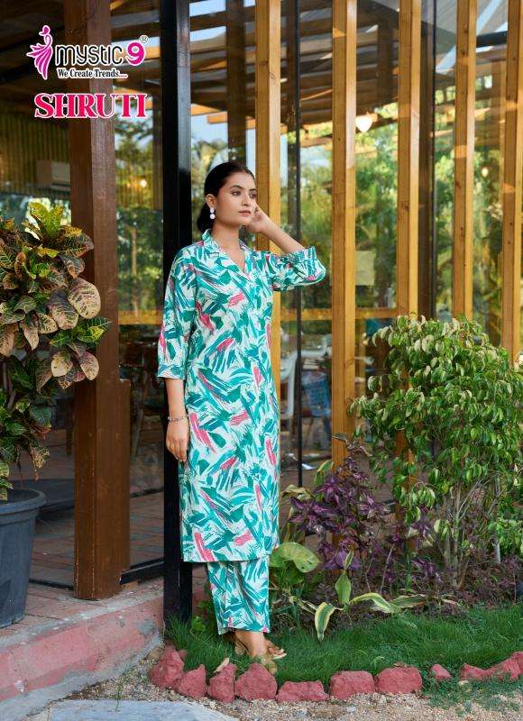 Mystic9 shruti vol 1 print coord set high quality kurti manufacturer in surat