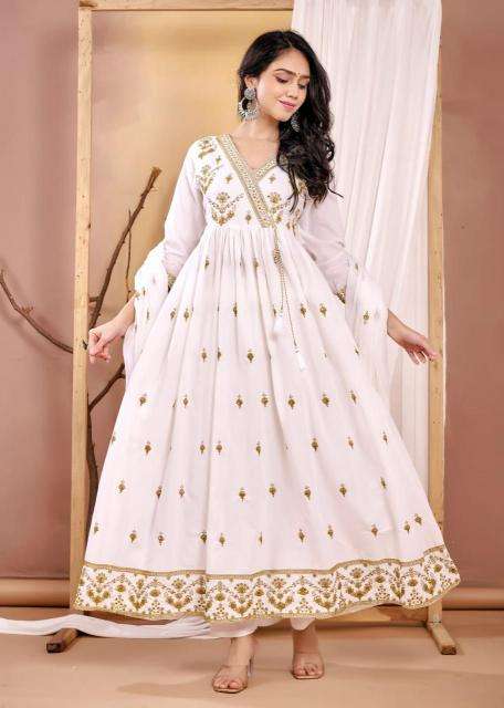New 3 pc anarkali mul cotton Ladies kurtis manufacturers in Kolkata