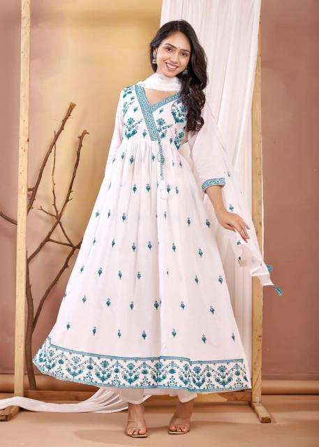 New 3 pc anarkali mul cotton Ladies kurtis manufacturers in Kolkata