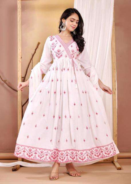 New 3 pc anarkali mul cotton Ladies kurtis manufacturers in Kolkata