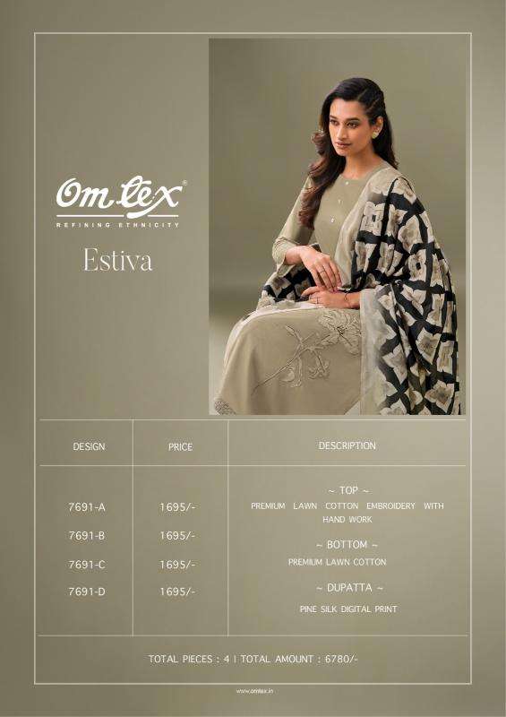 Omtex estiva Best wholesale dress materials in India
