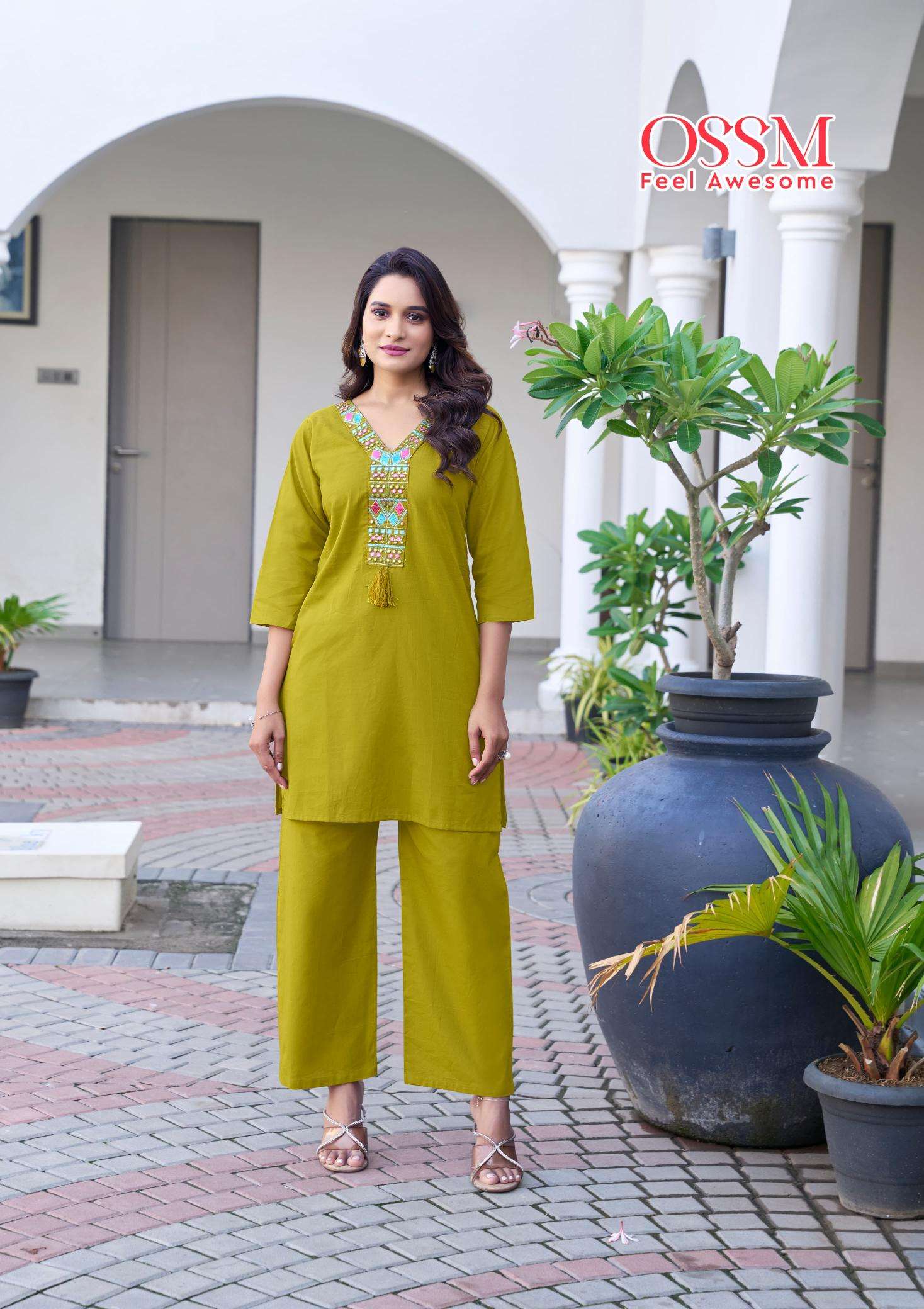 Ossm sara premium cotton coord set Kurti exporters in Surat
