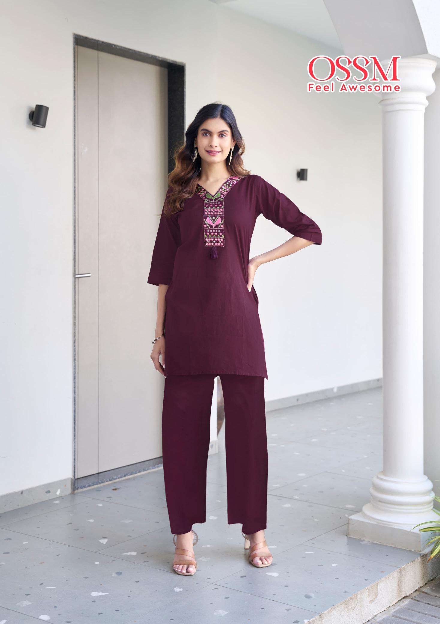 Ossm sara premium cotton coord set Kurti exporters in Surat