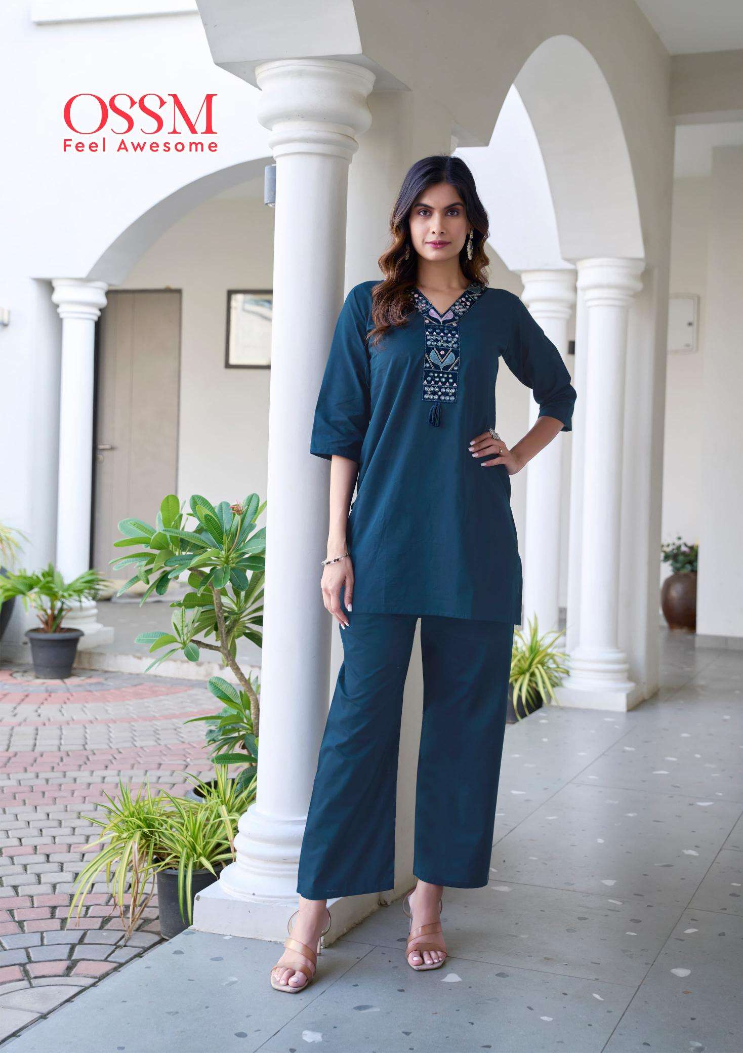 Ossm sara premium cotton coord set Kurti exporters in Surat