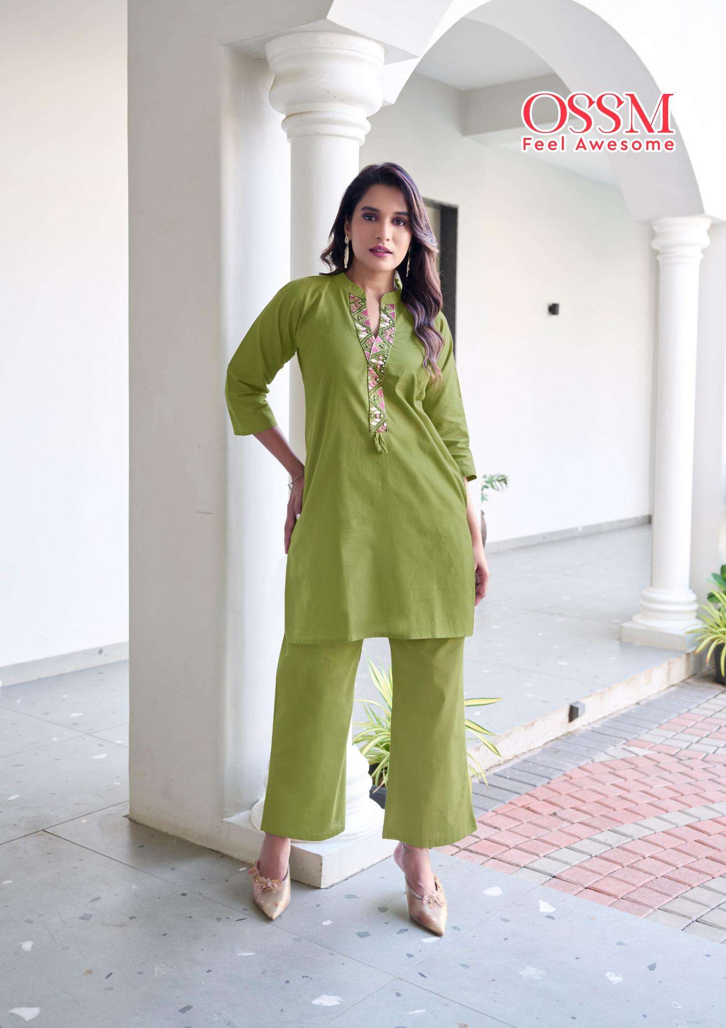 Ossm sara premium cotton coord set Kurti exporters in Surat