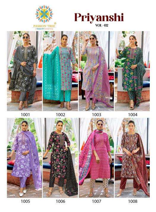 Passion tree priyanshi vol 2 kurti fabric manufacturers in surat