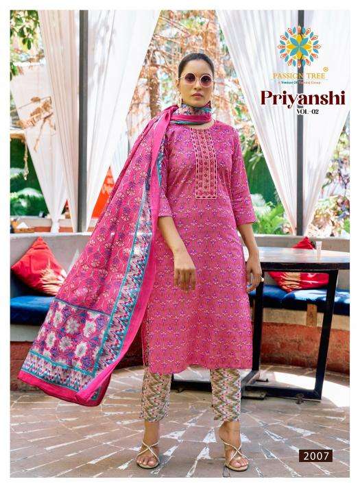 Passion tree priyanshi vol 2 kurti fabric manufacturers in surat