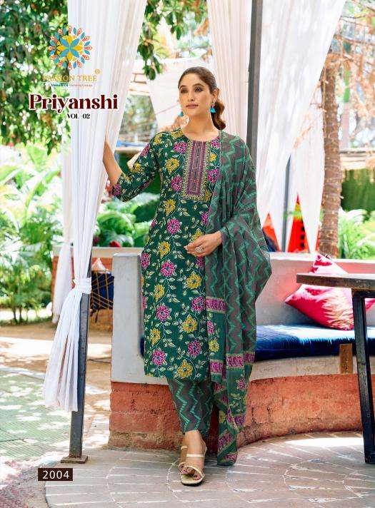 Passion tree priyanshi vol 2 kurti fabric manufacturers in surat