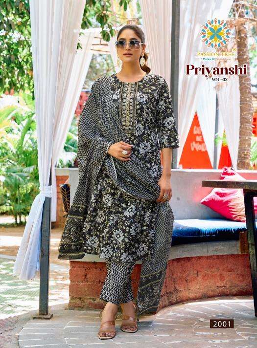 Passion tree priyanshi vol 2 kurti fabric manufacturers in surat
