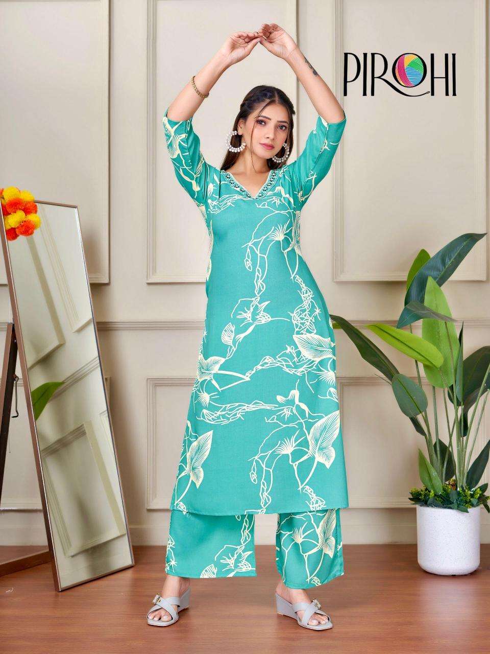 Pirohi kanchi rayon coord set Wholesale Kurti Market in Surat