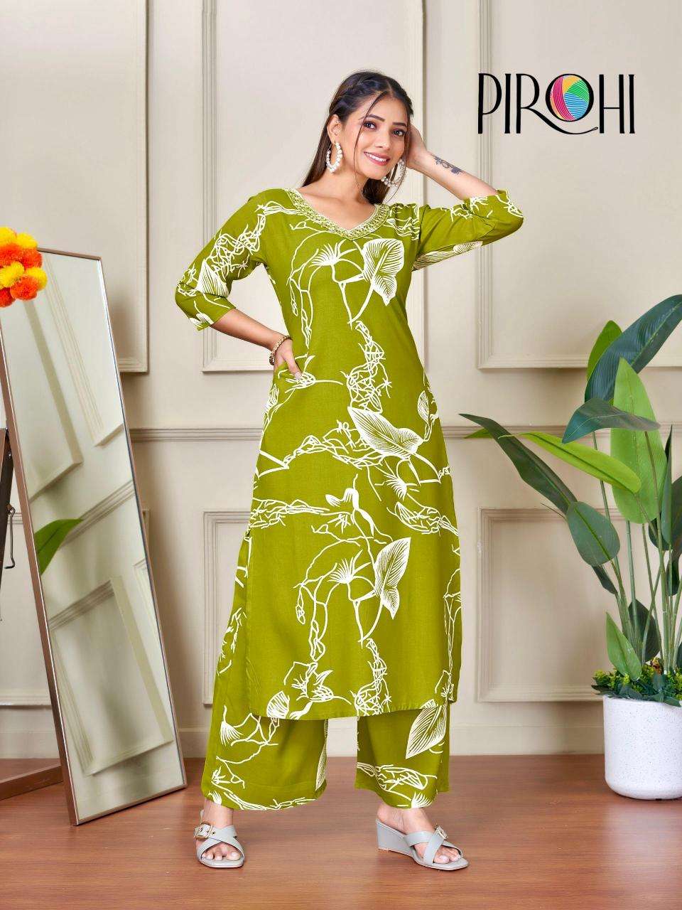 Pirohi kanchi rayon coord set Wholesale Kurti Market in Surat