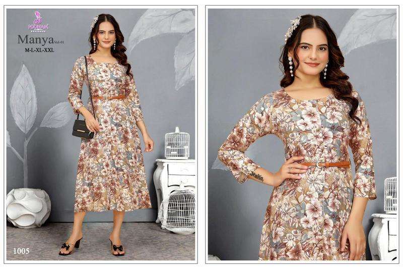 Poonam designer manya vol-01 branded kurtis manufacturers in surat
