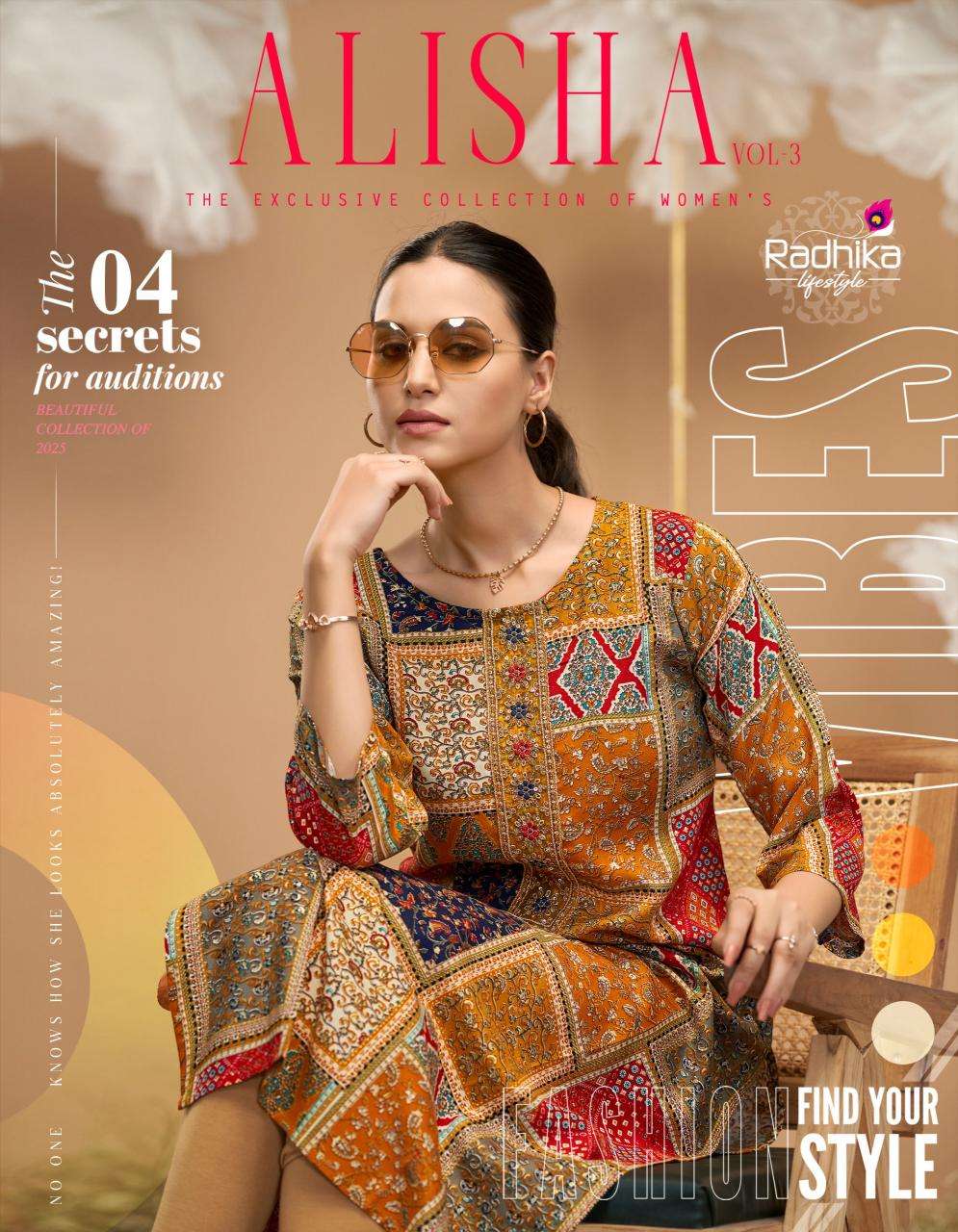 Radhika lifestyle alisha vol 3 kurti manufacturer in surat janasya surat gujarat