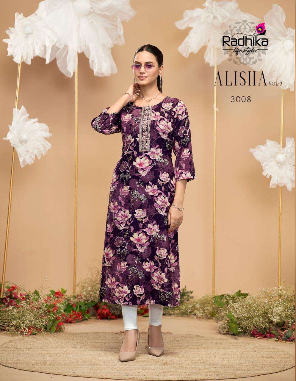 Radhika lifestyle alisha vol 3 kurti manufacturer in surat janasya surat gujarat