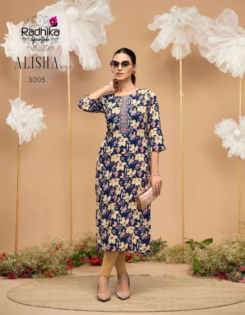 Radhika lifestyle alisha vol 3 kurti manufacturer in surat janasya surat gujarat