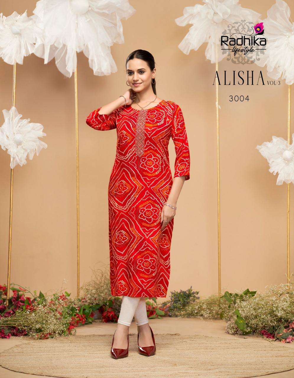 Radhika lifestyle alisha vol 3 kurti manufacturer in surat janasya surat gujarat
