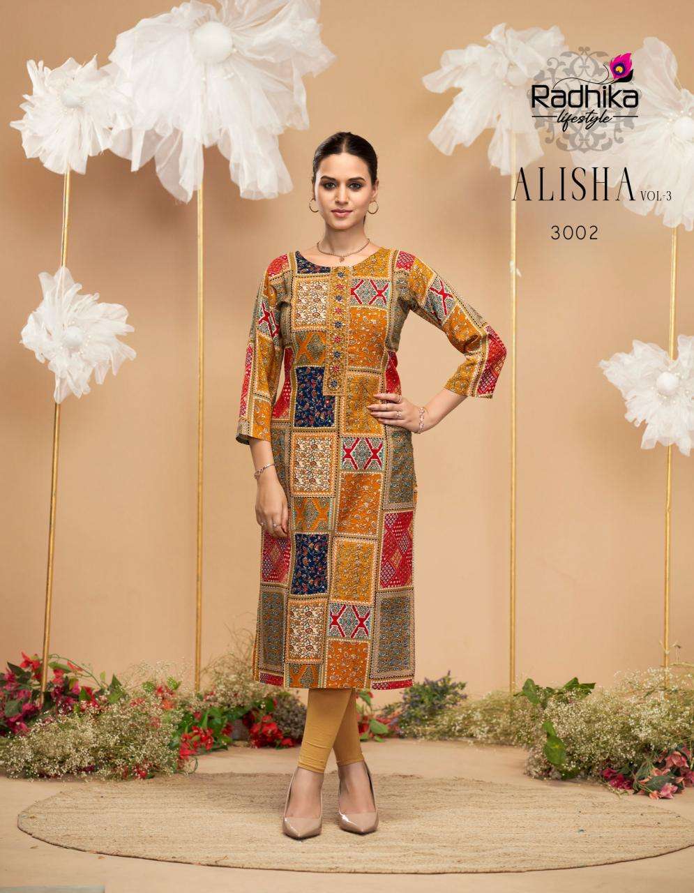 Radhika lifestyle alisha vol 3 kurti manufacturer in surat janasya surat gujarat