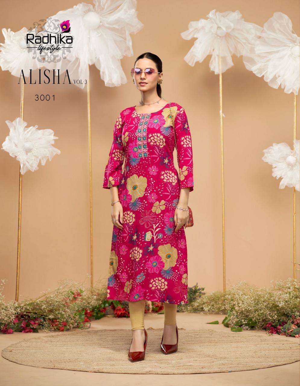 Radhika lifestyle alisha vol 3 kurti manufacturer in surat janasya surat gujarat