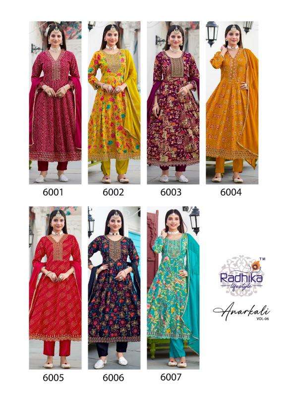 Radhika lifestyle anarkali vol 6 ready made kurti manufacturers names in surat