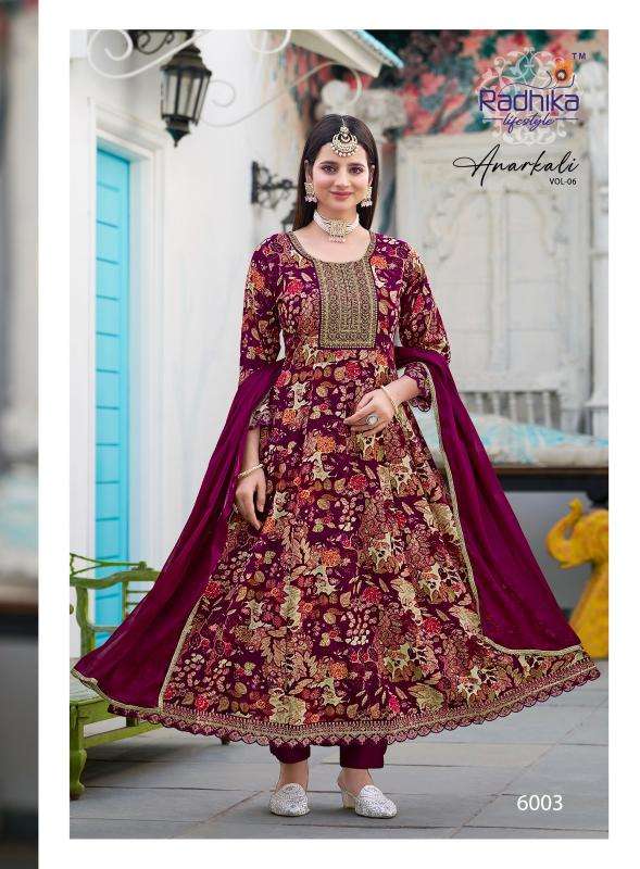 Radhika lifestyle anarkali vol 6 ready made kurti manufacturers names in surat