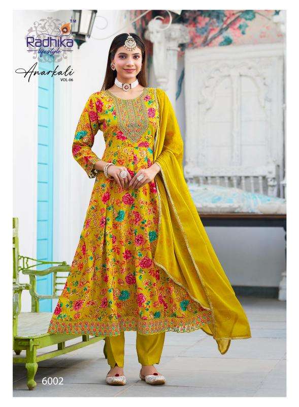 Radhika lifestyle anarkali vol 6 ready made kurti manufacturers names in surat
