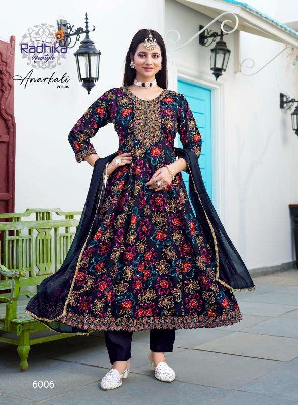 Radhika lifestyle anarkali vol 6 ready made kurti manufacturers names in surat