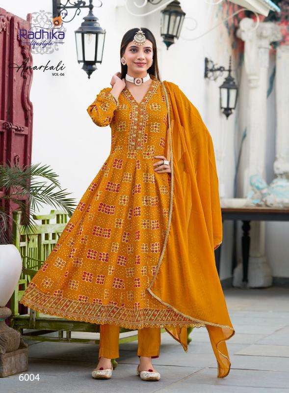 Radhika lifestyle anarkali vol 6 ready made kurti manufacturers names in surat