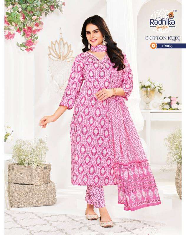 Radhika lifestyle cotton kudi vol 19 Kurti fabric online Surat
