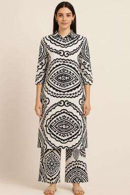 Rayon print top with colar coord set Designer kurti wholesalers