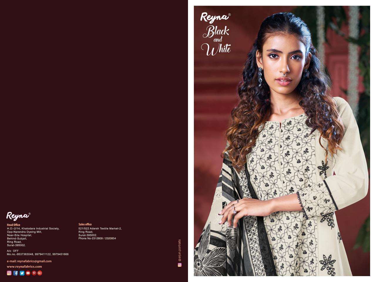 Reyna black & white superior Wholesale dress material shops in Bangalore