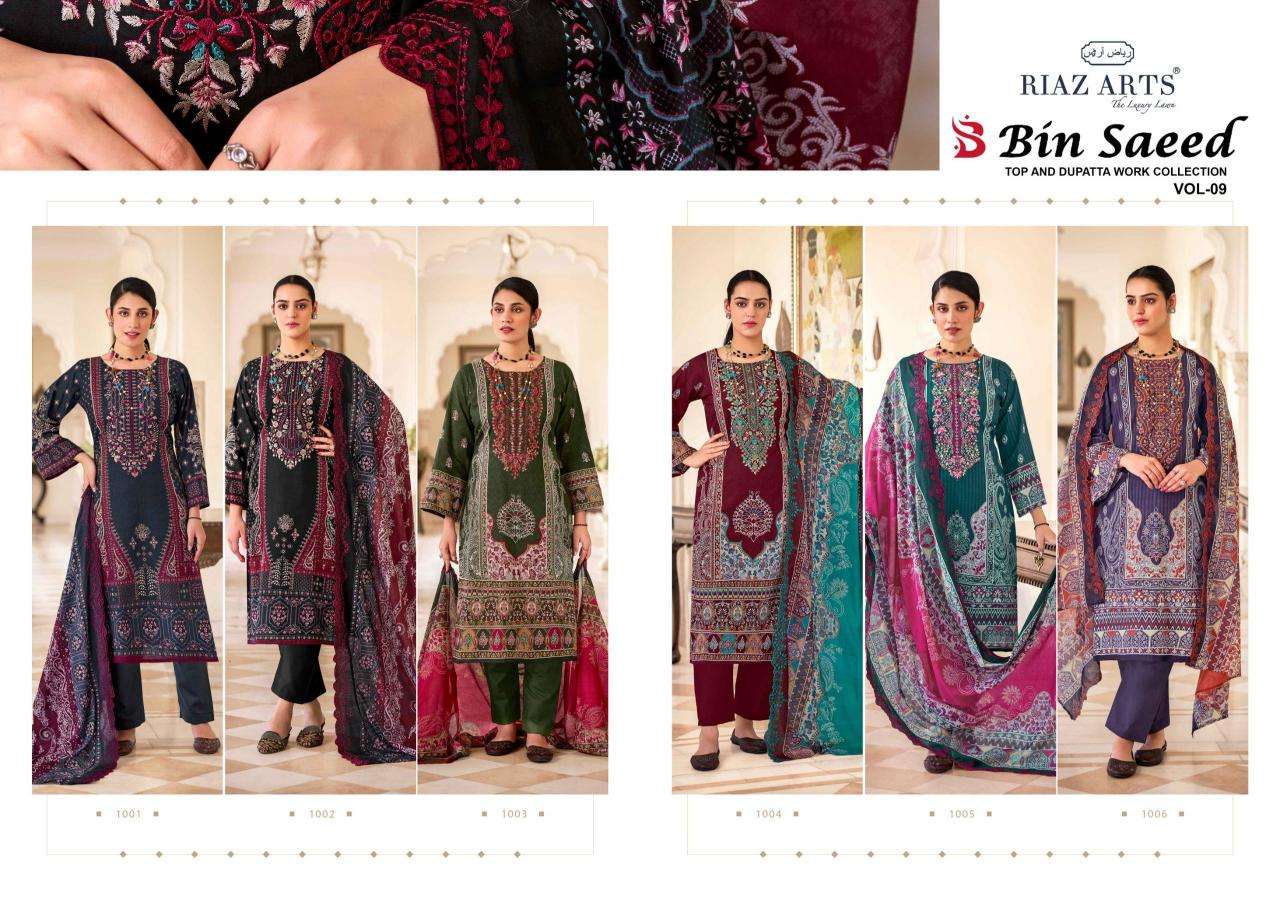 Riaz arts bin saeed vol 9 Designer dress material wholesale