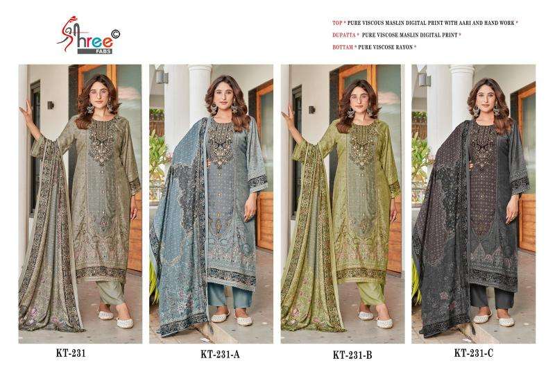 Shree fab KT - 231 viscous Maslin digital print Wholesale dress materials in Delhi