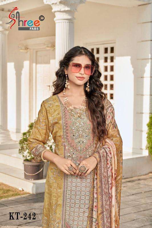 Shree fabs viscous Maslin Surat dress material with embroidery