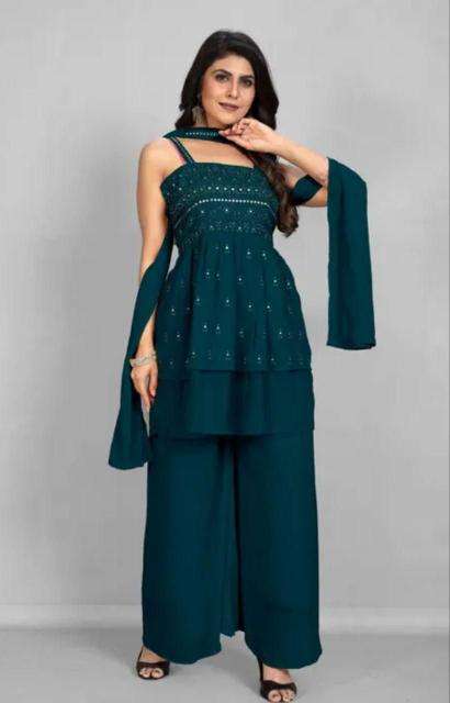 Shree salasar georgia fox gorgette kurti manufacturer for online in surat