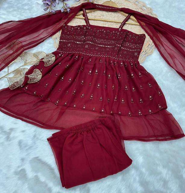 Shree salasar georgia fox gorgette kurti manufacturer for online in surat