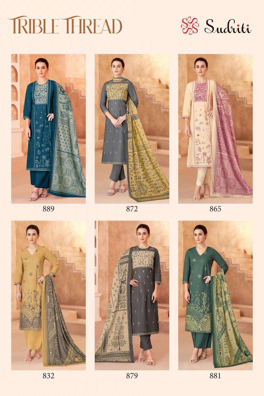 Sudriti trible thread dress material wholesale suppliers