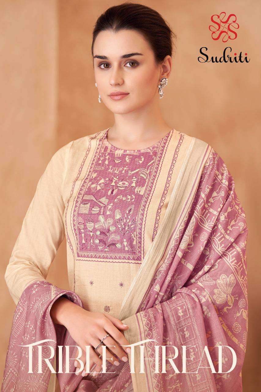 Sudriti trible thread dress material wholesale suppliers