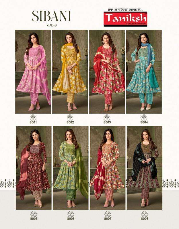 Taniksh sibani vol 8 kurti fabric manufacturers in surat