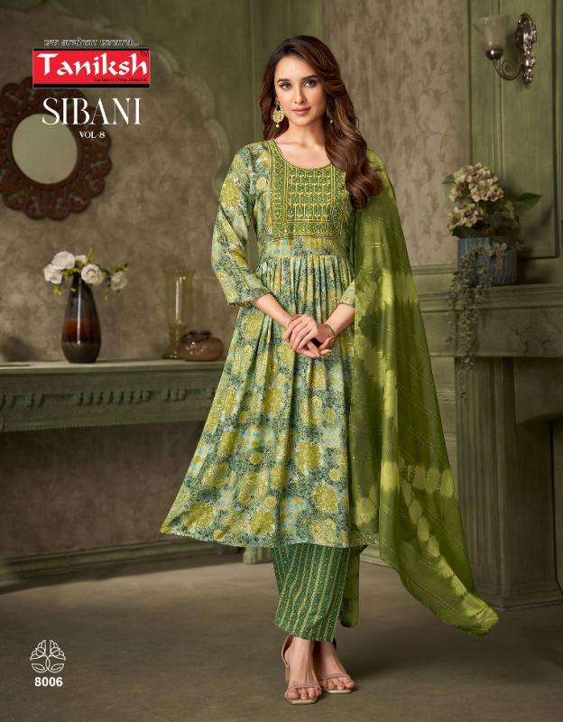 Taniksh sibani vol 8 kurti fabric manufacturers in surat