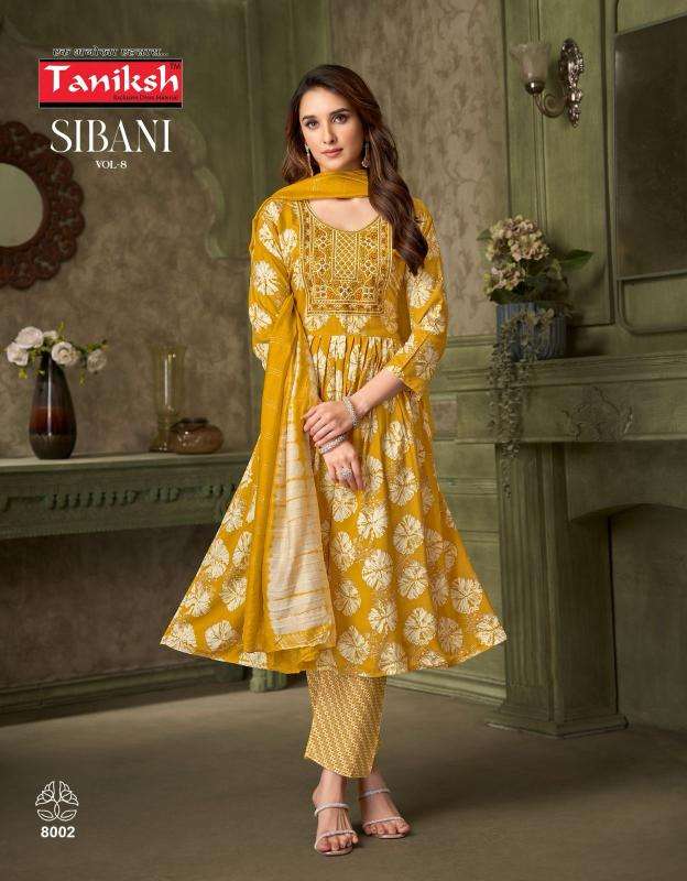 Taniksh sibani vol 8 kurti fabric manufacturers in surat