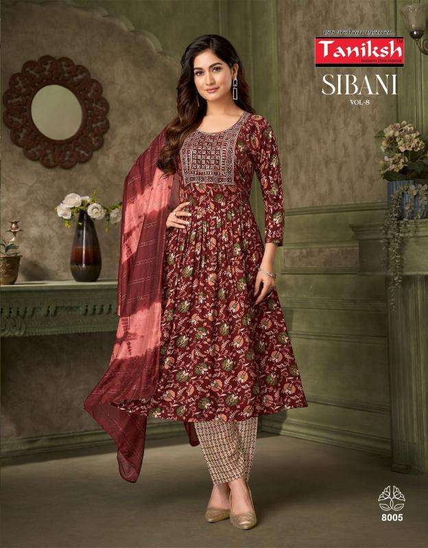 Taniksh sibani vol 8 kurti fabric manufacturers in surat