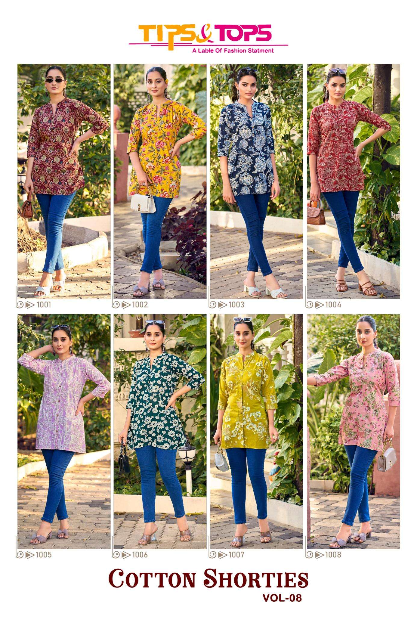 Tips & tops cotton shorties vol 8 low range kurti manufacturer in surat
