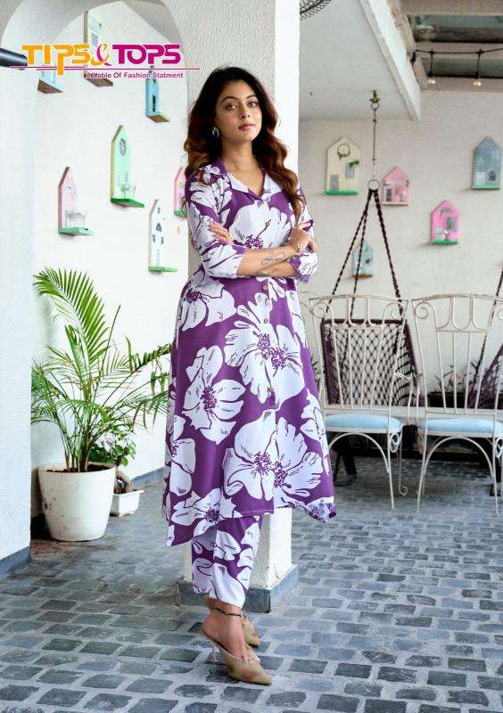 Tips & tops reyon print coord set Wholesale Kurtis Mumbai