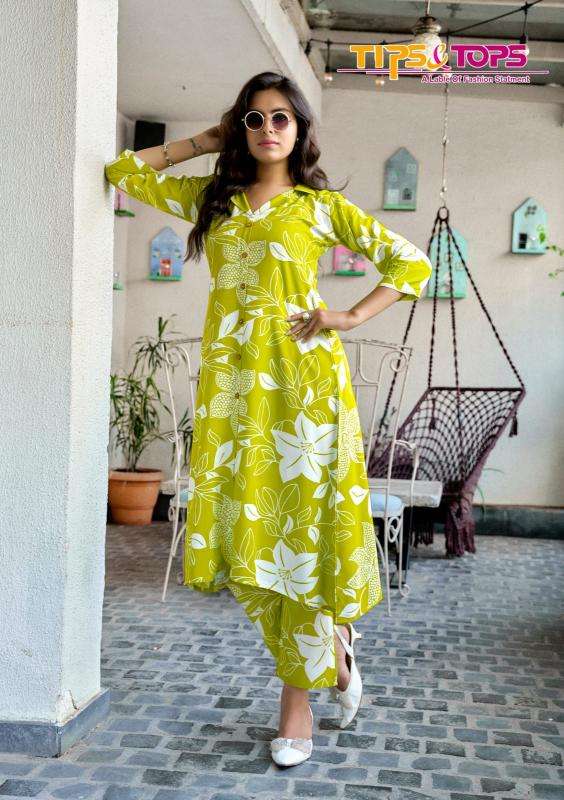 Tips & tops reyon print coord set Wholesale Kurtis Mumbai