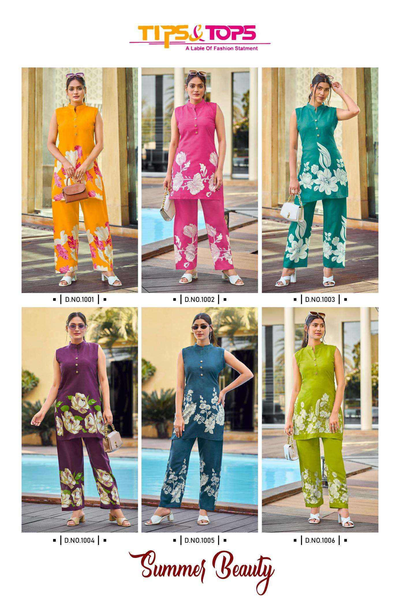 Tips & tops summer beauty co ord set kurtis manufacturer in raghuvir celeum kadodra surat