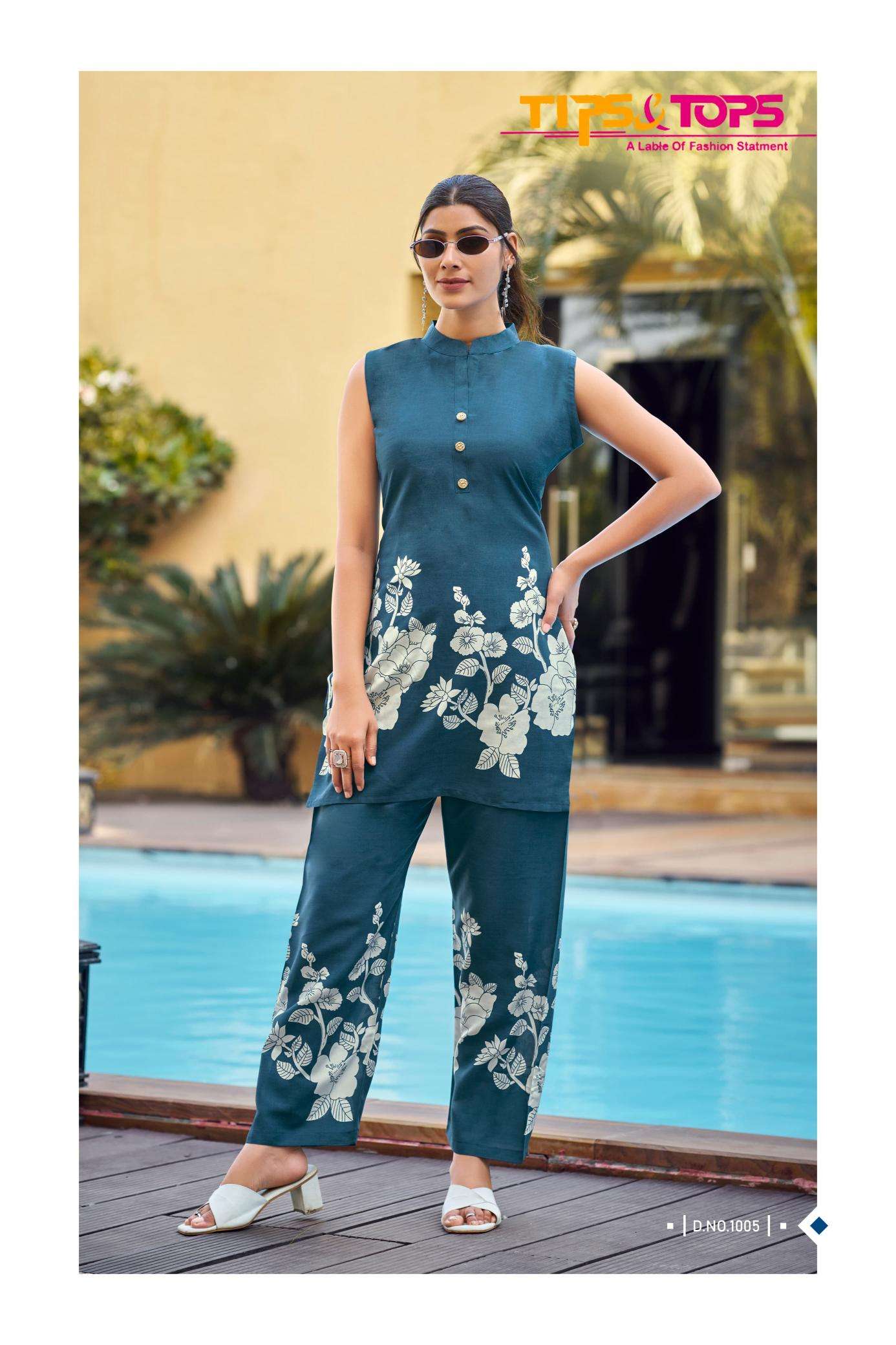 Tips & tops summer beauty co ord set kurtis manufacturer in raghuvir celeum kadodra surat