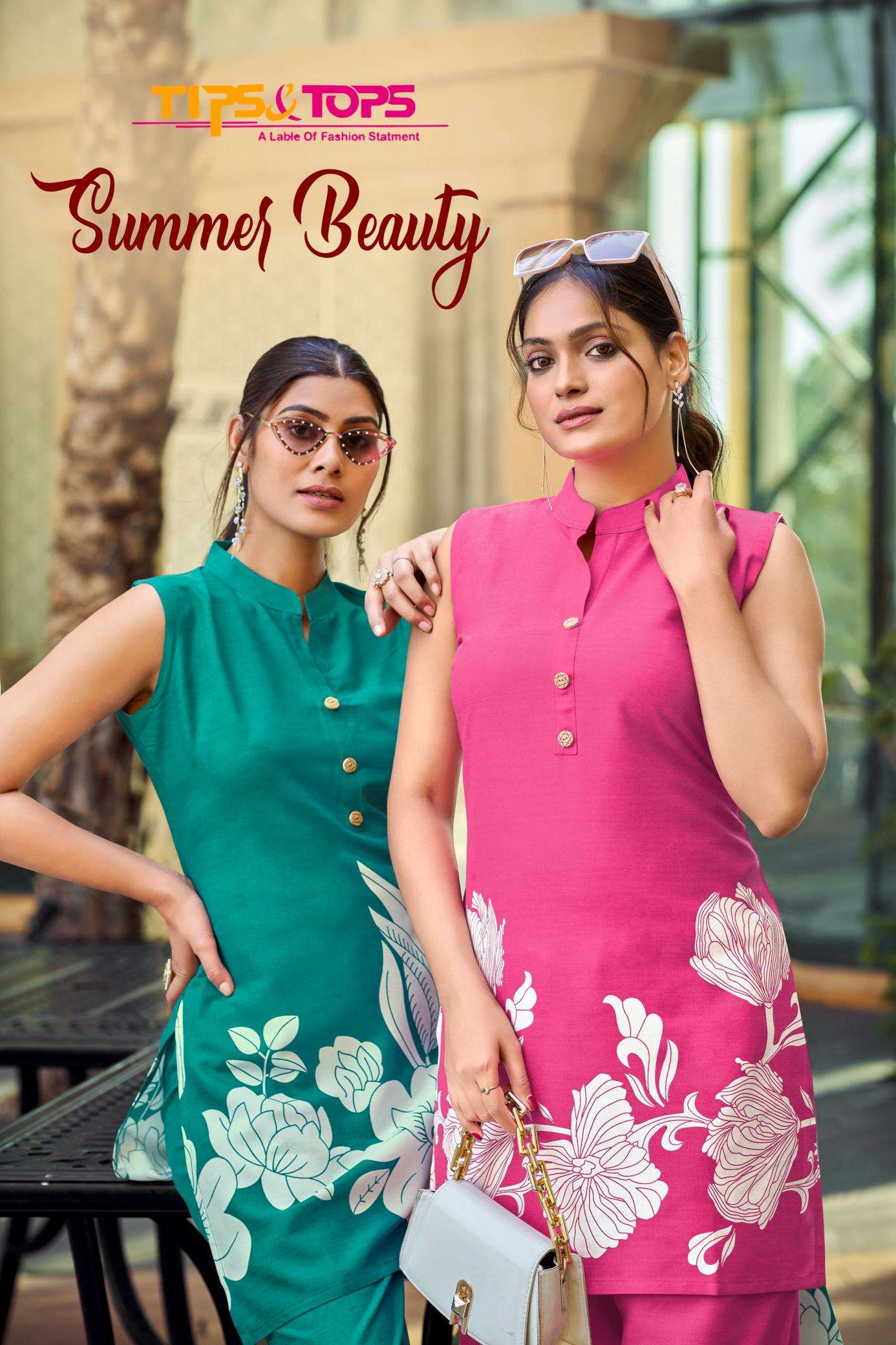 Tips & tops summer beauty co ord set kurtis manufacturer in raghuvir celeum kadodra surat