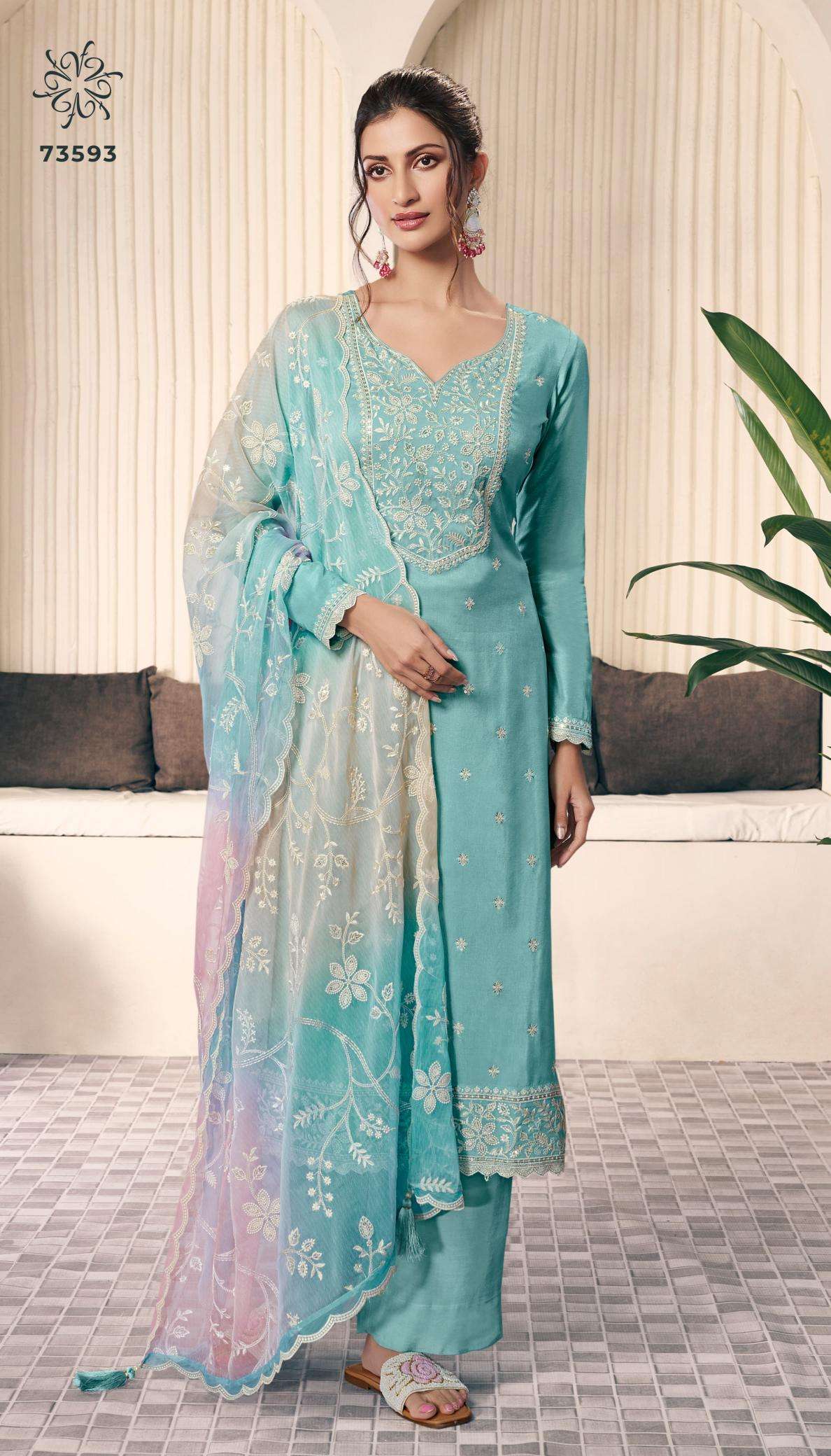 Vinay kuleesh ombre moonga Pakistani lawn suits online in Bangalore